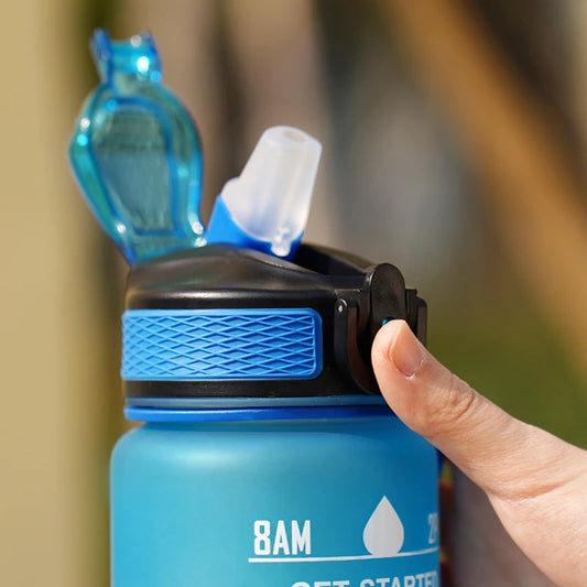 1 Liter Sport Waterfles met Rietje – Lekvrij & Ideaal voor Fitness