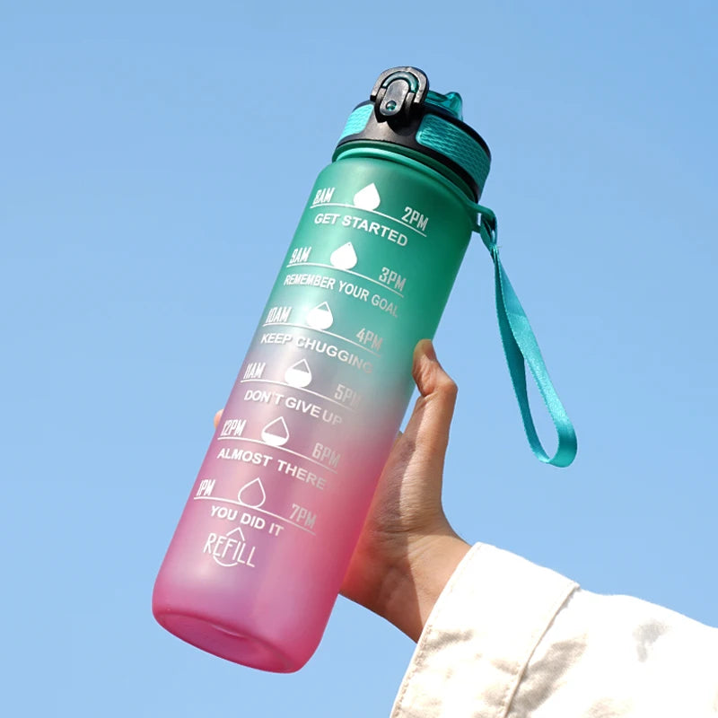 1 Liter Sport Waterfles met Rietje – Lekvrij & Ideaal voor Fitness