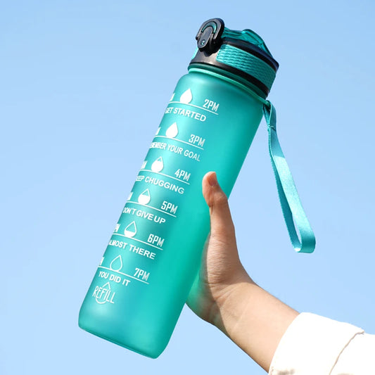 1 Liter Sport Waterfles met Rietje – Lekvrij & Ideaal voor Fitness
