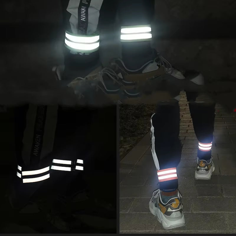 2PCS Running Reflective Arm Bands for Wrist Ankle Leg LED Reflector Armband Night Cycling Safety Light Tape Led Bracelet Strap