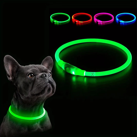 LED Light Dog Collar USB Charging Luminous Anti-Lost Necklace for Large Medium Small Dogs Pet Safety Accessory